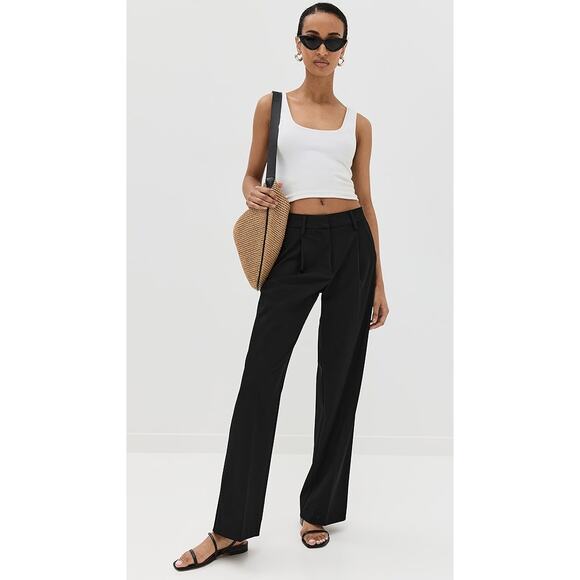 NEW Reformation Alex Mid Rise Pant Pleated Wide Leg Career Workwear Black Sze 10 - Picture 6 of 15